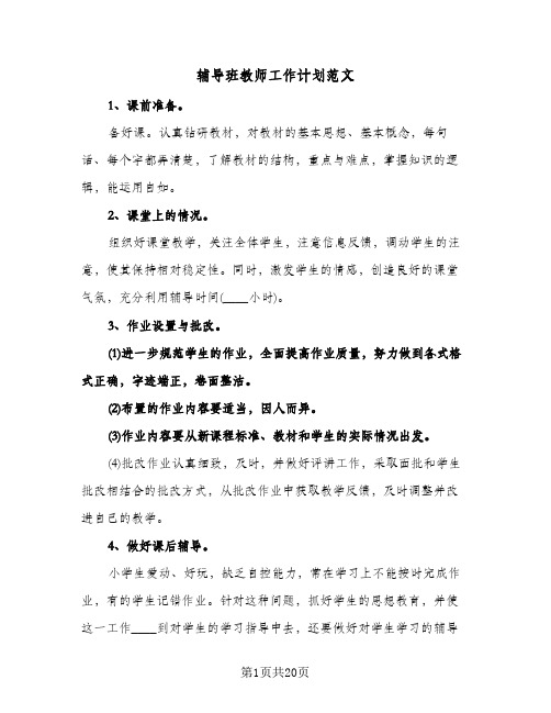 辅导班教师工作计划范文（五篇）