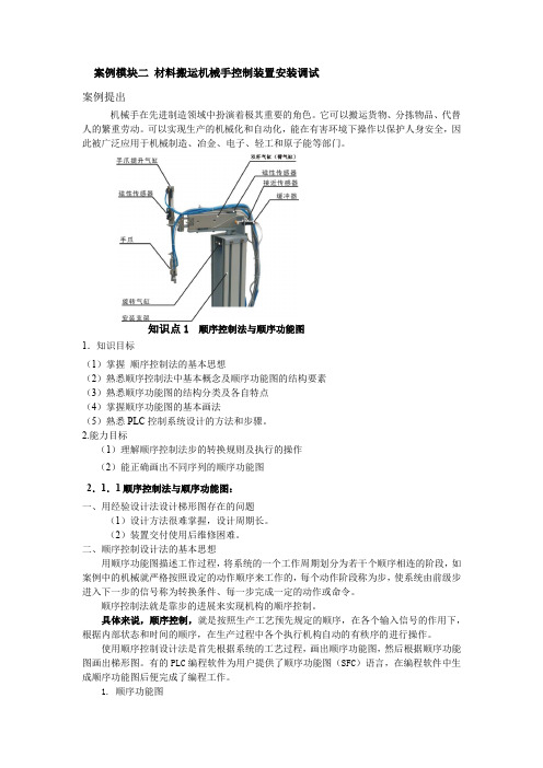 PLC应用技术知识点1顺序控制法与顺序功能图2.1 知识点1顺序控制设计法与顺序功能图