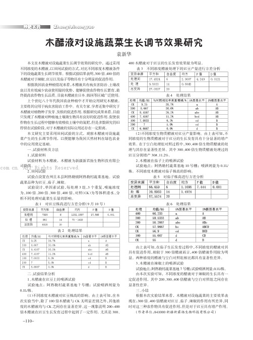 木醋液对设施蔬菜生长调节效果研究