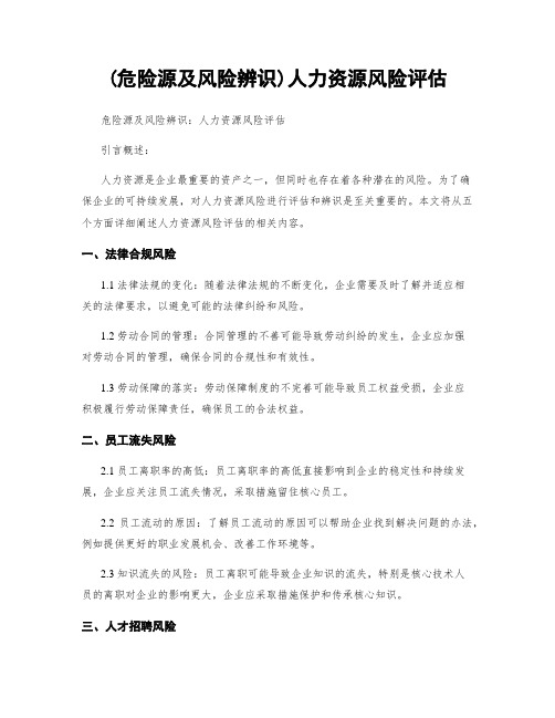 (危险源及风险辨识)人力资源风险评估