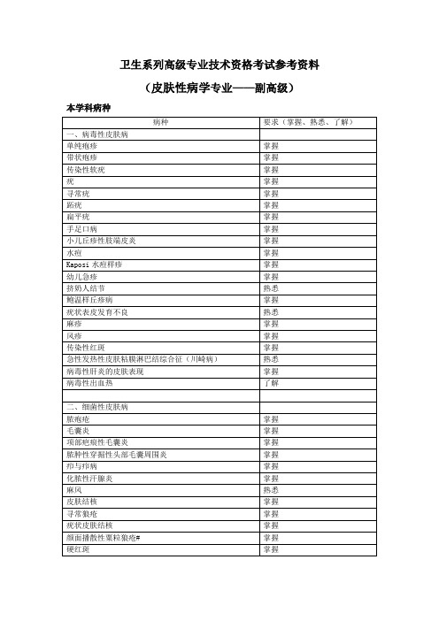 卫生系列高级专业技术资格考试参考资料