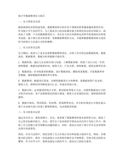 统计学数据整理实习报告