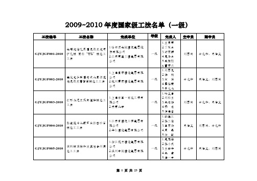 2010年国家一级工法