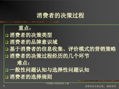 消费者的决策过程、-销售管理课件