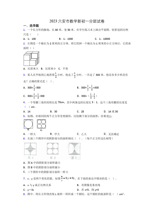 2023六安市数学新初一分班试卷