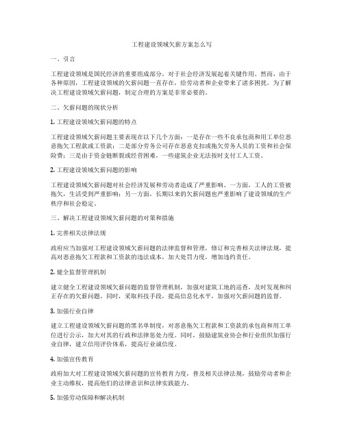 工程建设领域欠薪方案怎么写