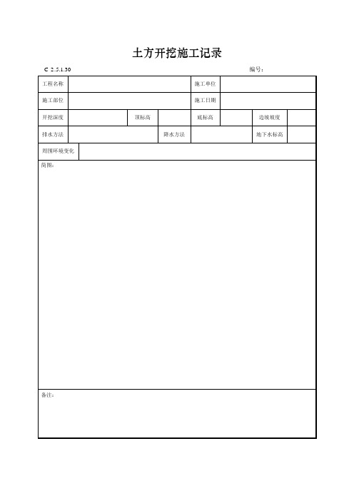 土方开挖施工记录