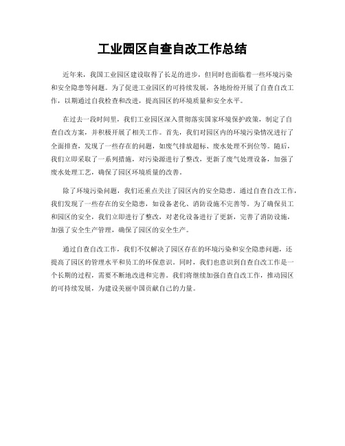 工业园区自查自改工作总结