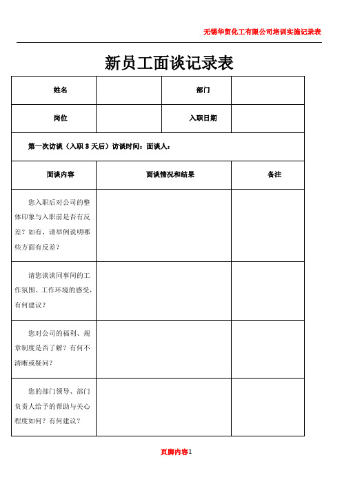 03员工入职月度面谈表