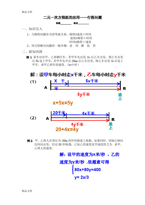 二元一次方程组的应用——行程问题知识讲解