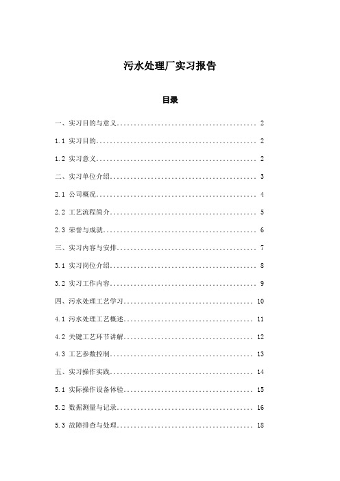 污水处理厂实习报告