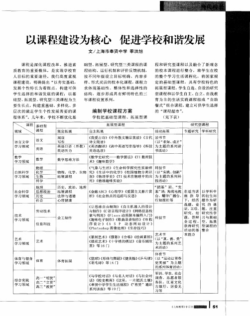 以课程建设为核心 促进学校和谐发展