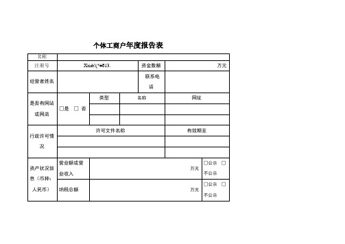 个体工商户年度报表