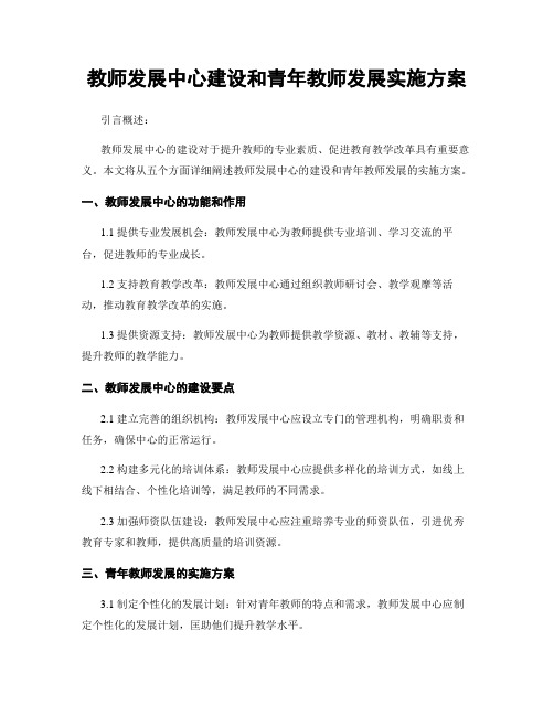 教师发展中心建设和青年教师发展实施方案