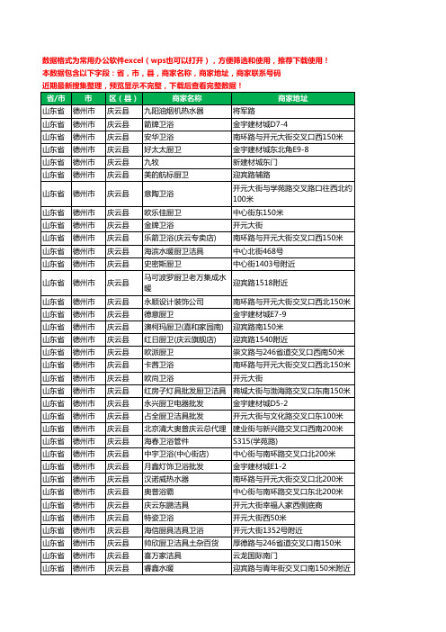 2020新版山东省德州市庆云县卫浴工商企业公司商家名录名单黄页联系电话号码地址大全62家