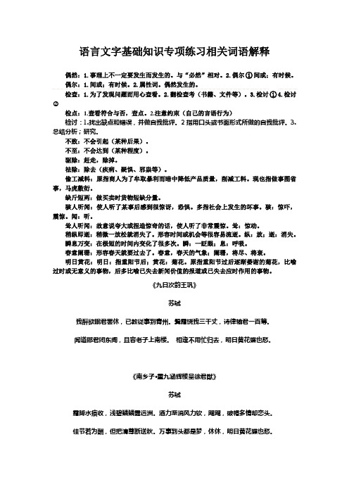 语言文字基础知识专项练习相关词语解释