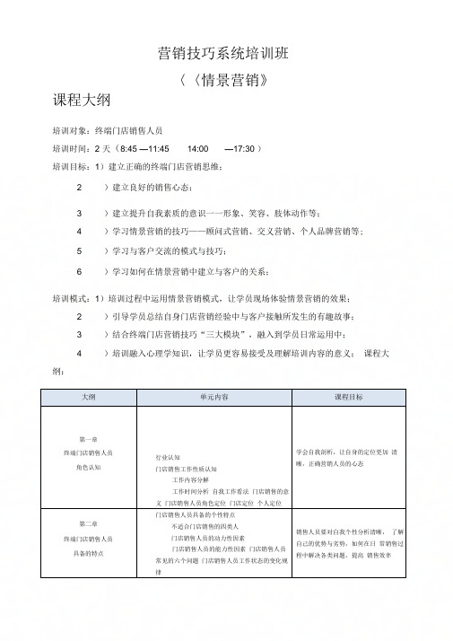 《终端门店人员营销培训大纲》