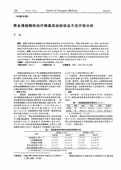 养血清脑颗粒治疗椎基底动脉供血不足疗效分析