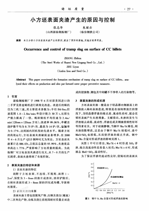 小方坯表面夹渣产生的原因与控制