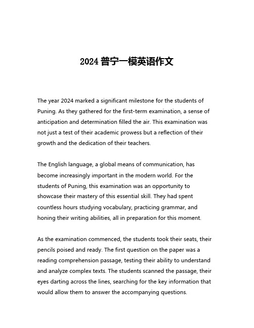 2024普宁一模英语作文