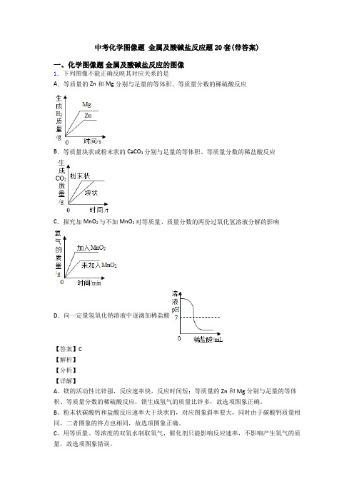 中考化学图像题 金属及酸碱盐反应题20套(带答案)