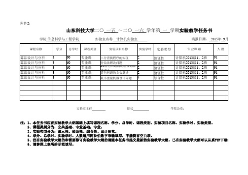 杜玉越算法 2015 实验任务书