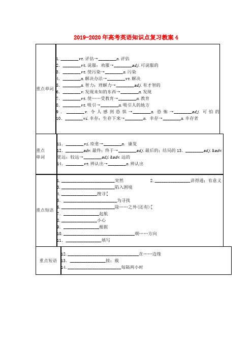 2019-2020年高考英语知识点复习教案4