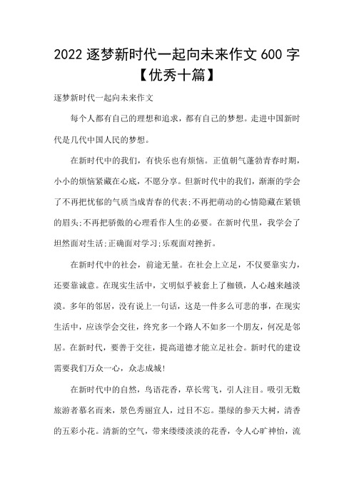 2022逐梦新时代一起向未来作文600字【优秀十篇】