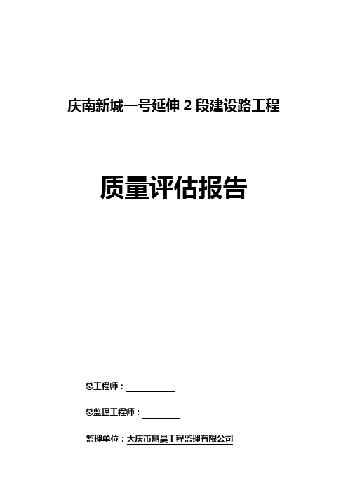 一标市政道路质量评估报告