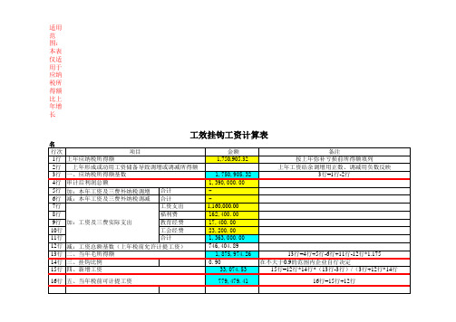 工效挂钩工资计算表