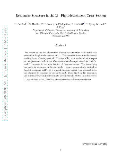 Resonance structure in the Li^- photodetachment cross section