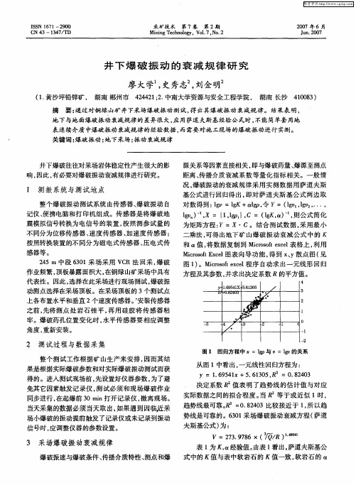 井下爆破振动的衰减规律研究