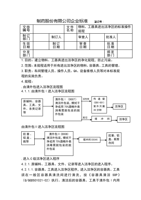 物料、工器具进出洁净区的标准操作规程