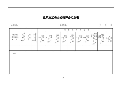 建筑施工安全检查评分表及汇总表