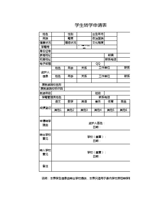 学生转学申请表 (1)