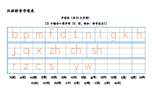 汉语拼音字母表-四线格书写(A4直接打印)96912