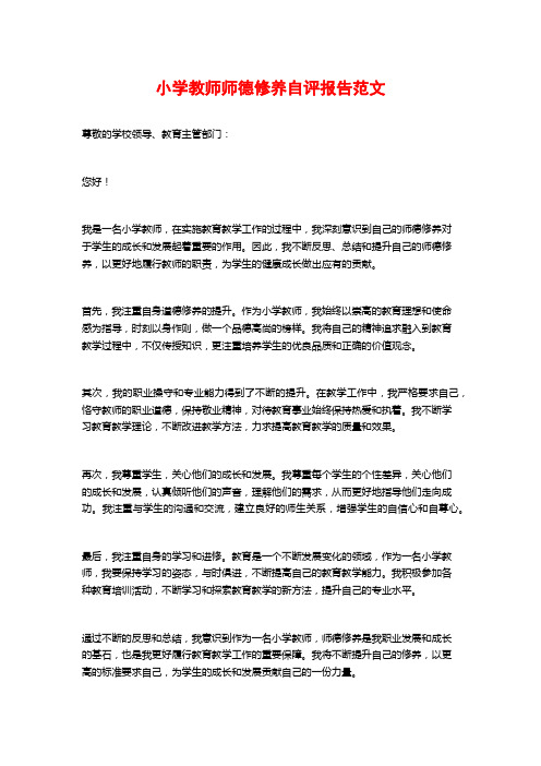 小学教师师德修养自评报告范文