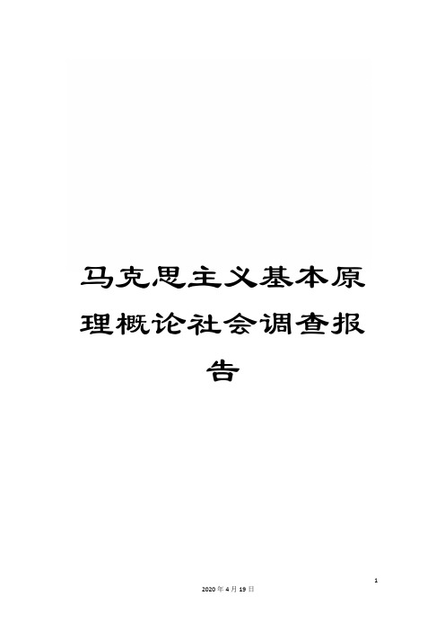 马克思主义基本原理概论社会调查报告