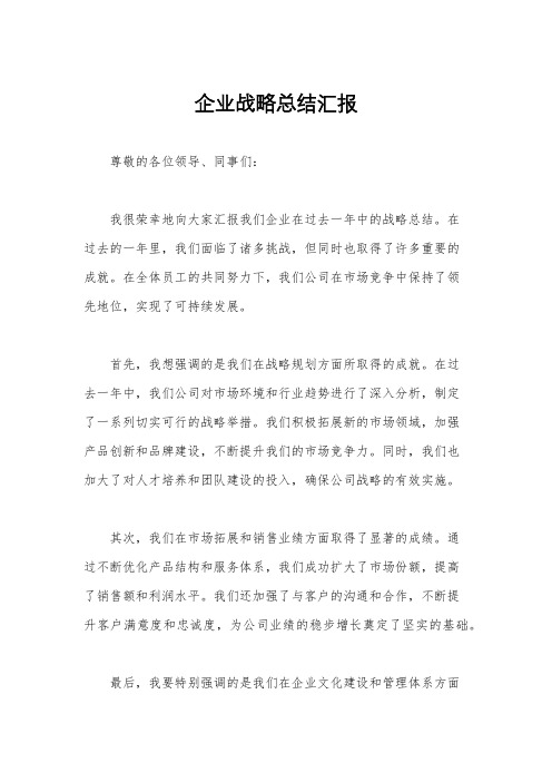 企业战略总结汇报