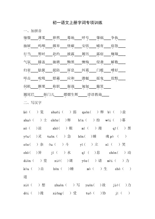 初一语文上册字词专项训练