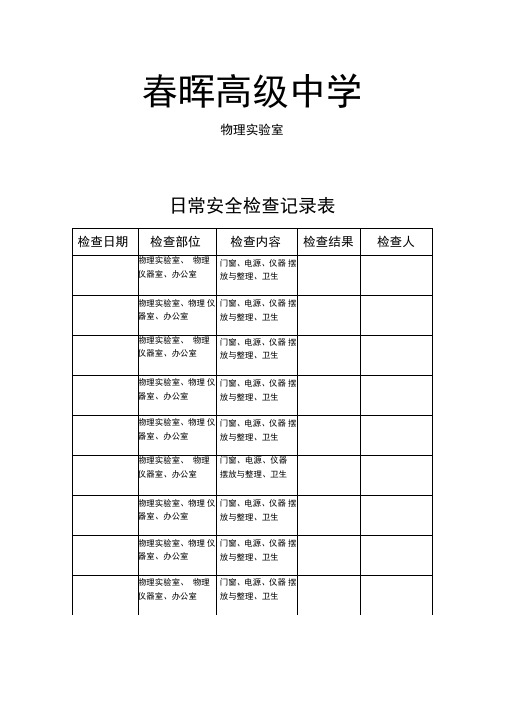 实验室日常检查记录表