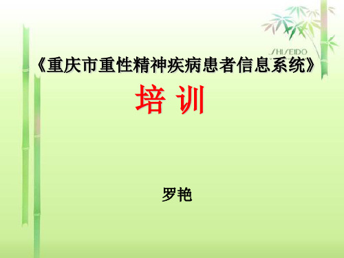 修《全国重性精神疾病患者信息系统》网络培训