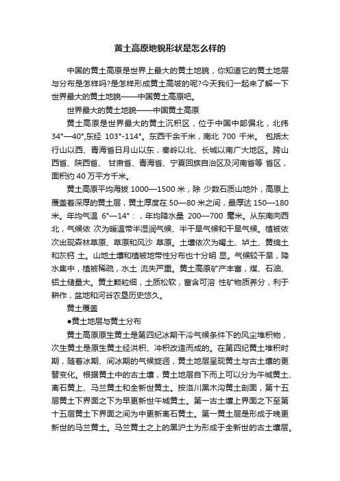 黄土高原地貌形状是怎么样的