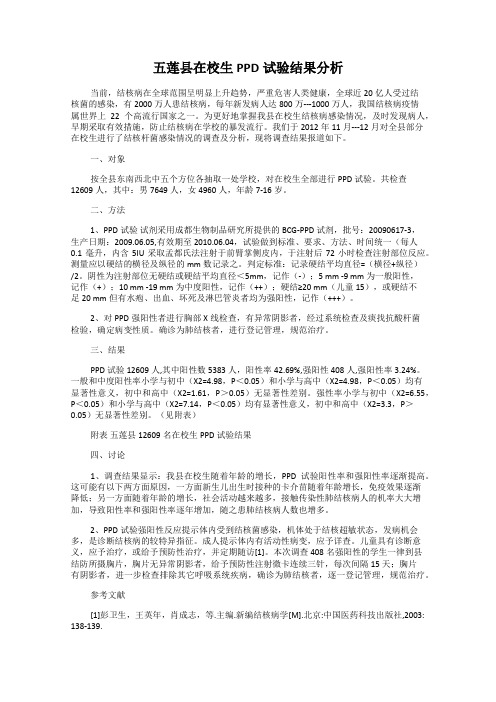 五莲县在校生PPD试验结果分析