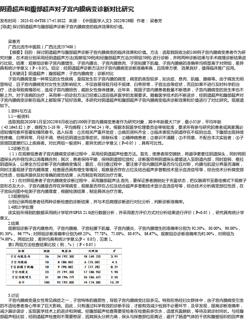 阴道超声和腹部超声对子宫内膜病变诊断对比研究