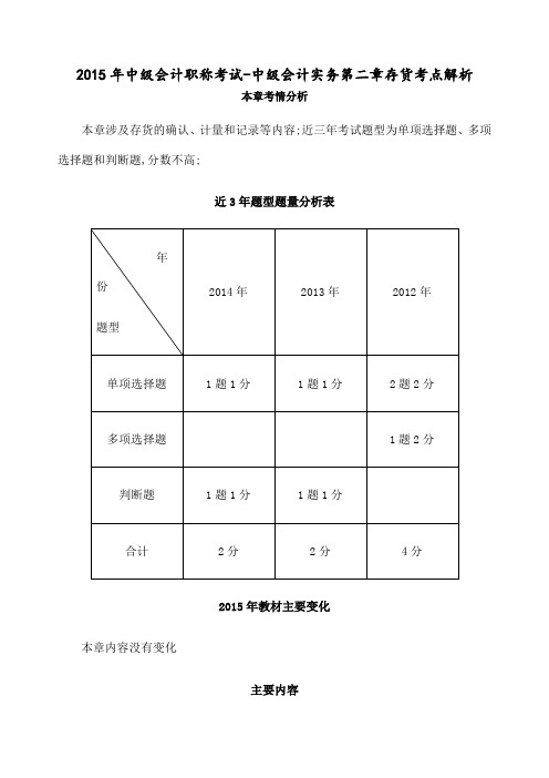 中级会计职称考试中级会计实务存货考点解析