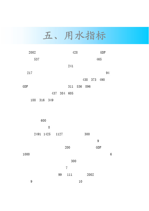 用水指标——精选推荐