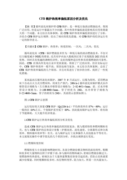 CFB锅炉热效率偏低原因分析及优化