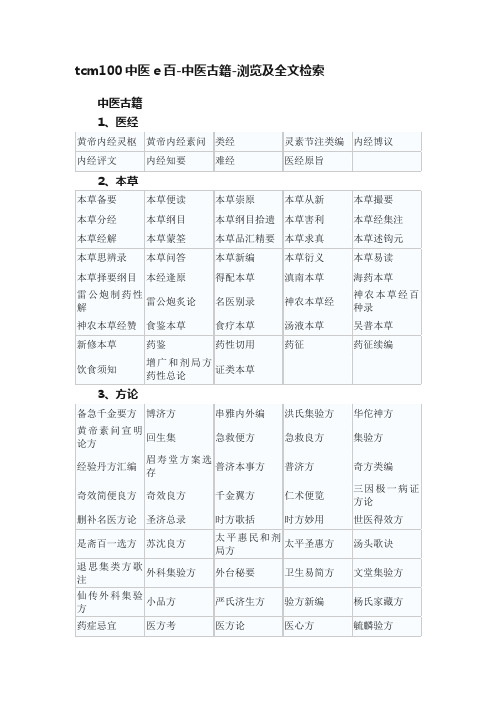 tcm100中医e百-中医古籍-浏览及全文检索