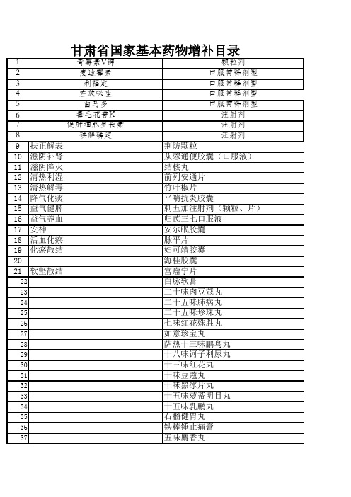 国家基本药物台帐目录